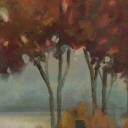 Autumn Lakeside Triptych Canvas Print, Brown Tone Wall Art - thumbnail 4