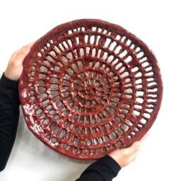 Handmade Embossed Porcelain Wall Art, Geometric Ceramic Sculpture - thumbnail 2