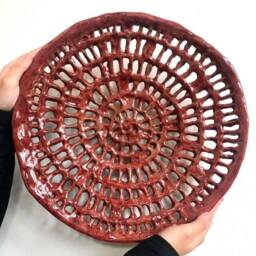 Handmade Embossed Porcelain Wall Art, Geometric Ceramic Sculpture - thumbnail 3