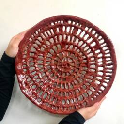 Handmade Embossed Porcelain Wall Art, Geometric Ceramic Sculpture - thumbnail 4