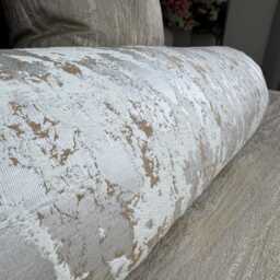 "Marble Design Cushion For Bed, Ivory Gold Luxury Bolster Pillow 16"" X 6" - thumbnail 2