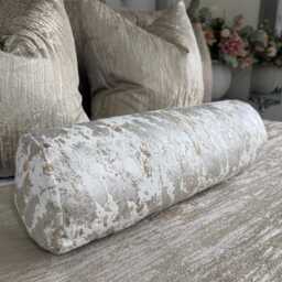 "Marble Design Cushion For Bed, Ivory Gold Luxury Bolster Pillow 16"" X 6" - thumbnail 4