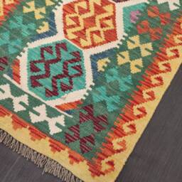 Tribal Kilim Runner, Handmade Artisan Afghan Turkish Aztec Sheep Wool Runner Rug 183x70 cm - thumbnail 4