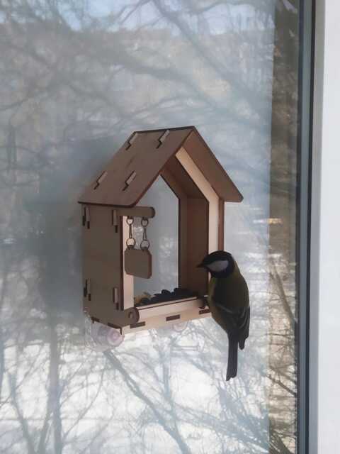Handmade Window Bird Feeder Made Of Plywood, With The Possibility Personalization - image 1