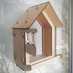 Handmade Window Bird Feeder Made Of Plywood, With The Possibility Personalization - thumbnail 2