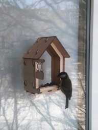 Handmade Window Bird Feeder Made Of Plywood, With The Possibility Personalization - thumbnail 1