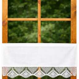 Handmade Crochet Lace Tulip Valance, Rustic Farmhouse Kitchen Cafe Curtain, Cottage Boho Window Decor - thumbnail 3