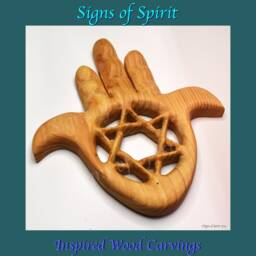 Chamsa With Star Of David Wood Carving Hamsa Symbol Protection & Good Luck Wall Hanging Hand Miriam - thumbnail 2