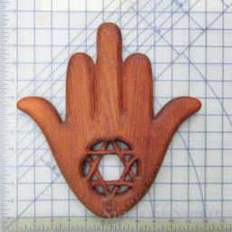 Chamsa With Star Of David Wood Carving Hamsa Symbol Protection & Good Luck Wall Hanging Hand Miriam - thumbnail 4