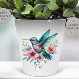 Personalised Hummingbird Plant Pot - Pen Holder - Brush Organizer Gift For Mum, Teacher, Bird Lover Ceramic Succulent Planter - thumbnail 2