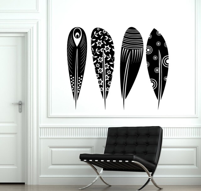 Wall Decal Birds Feather Cool Tribal Ornament Mural Vinyl Sticker 1871Dz - image 1