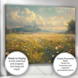 Radiant Summer Wildflower Field Scenic Landscape Canvas Wall Art Print Decor Picture Ready To Hang - thumbnail 3