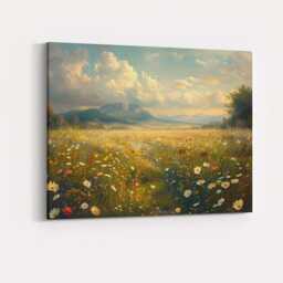 Radiant Summer Wildflower Field Scenic Landscape Canvas Wall Art Print Decor Picture Ready To Hang - thumbnail 4