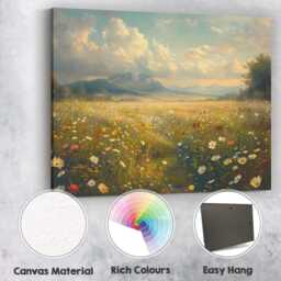 Radiant Summer Wildflower Field Scenic Landscape Canvas Wall Art Print Decor Picture Ready To Hang - thumbnail 2