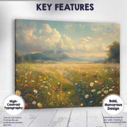 Radiant Summer Wildflower Field Scenic Landscape Canvas Wall Art Print Decor Picture Ready To Hang - thumbnail 1