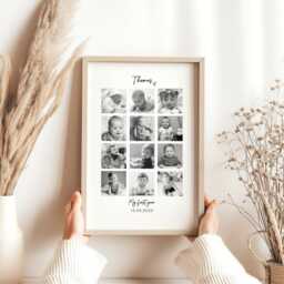 Baby First Year Photo Collage, Personalised 12 Pictures, Baby's 1st Year Photo Print Frame , Custom Baby Gift, Nursery Decor, Birthday - thumbnail 3