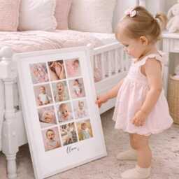 Baby First Year Photo Collage, Personalised 12 Pictures, Baby's 1st Year Photo Print Frame , Custom Baby Gift, Nursery Decor, Birthday - thumbnail 2