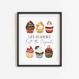 Life Is Short, Eat The Cupcake Funny Kitchen Unframed Wall Art Poster Print - thumbnail 2