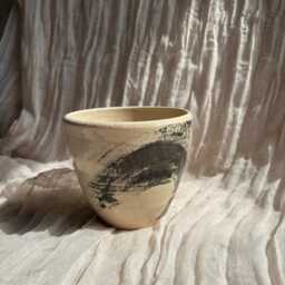 Makers Mark Ceramic Planter, Handmade Glazed Pot, Black Plant Pots, 500Ml White Vessel, Unique British Gift, Handcrafted Pots - thumbnail 2