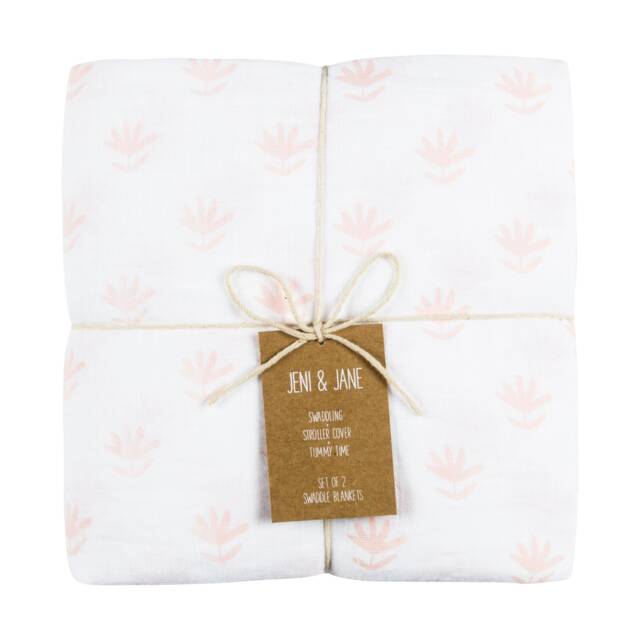 Jeni & Jane Muslin Cotton Flower Power Baby Swaddle Blankets Set Of 2 - image 1