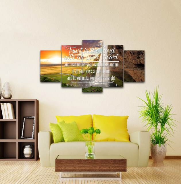 Proverbs 35-6 #37 Niv Trust in The Lord Bible Verse Canvas - Christian Scripture Religious Wall Art Home Decor Paintings - image 1