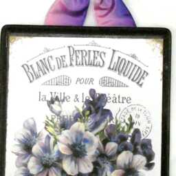 Paris Perfume Label Wood Sign With Violet Bouquet - French Country Wall Decor - thumbnail 3