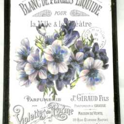 Paris Perfume Label Wood Sign With Violet Bouquet - French Country Wall Decor - thumbnail 2