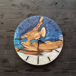 Custom Olive Wood & Resin Wall Clock Live Edge Rustic Home Decor - thumbnail 3