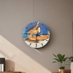 Custom Olive Wood & Resin Wall Clock Live Edge Rustic Home Decor - thumbnail 2