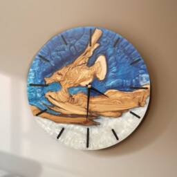 Custom Olive Wood & Resin Wall Clock Live Edge Rustic Home Decor - thumbnail 4