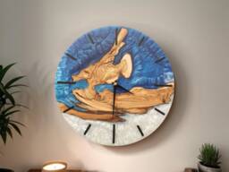 Custom Olive Wood & Resin Wall Clock Live Edge Rustic Home Decor