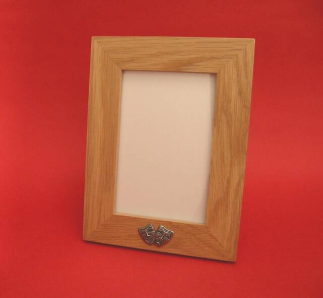 "Comedy Tragedy Masks Real Oak Picture Frame 6"" X 4" - image 1