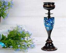 Hand Painted Wooden Candlestick Holder Ukrainian Petrykivka Floral Art S211