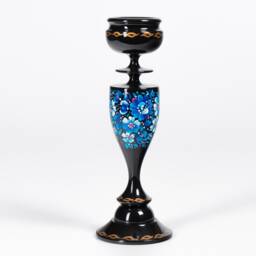 Hand Painted Wooden Candlestick Holder Ukrainian Petrykivka Floral Art S211 - thumbnail 3