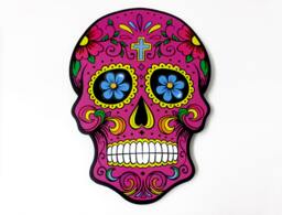 Big Fuchsia Sugar Skull - Day Of The Dead -Dia De Los Muertos Calavera Wall Clock Deco