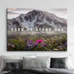 Born To Stand Out Quote Flower Mountain Motivational Inspirational, Framed Canvas Wall Art Poster Print, Home Office & Room Decor, Gift Idea - thumbnail 1