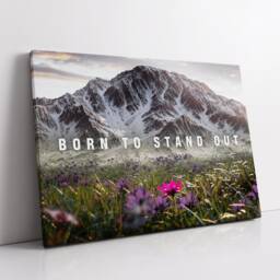 Born To Stand Out Quote Flower Mountain Motivational Inspirational, Framed Canvas Wall Art Poster Print, Home Office & Room Decor, Gift Idea - thumbnail 2