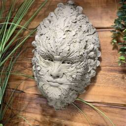 stone Garden Green Man Lady Leaf Face Plaque Wall Hanging Ornament High Detail - thumbnail 3