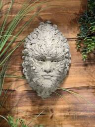 stone Garden Green Man Lady Leaf Face Plaque Wall Hanging Ornament High Detail - thumbnail 1