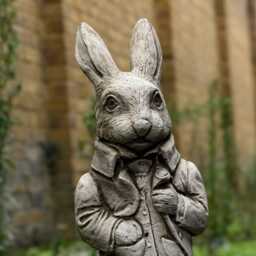 Peter Rabbit Statue Concrete Garden & Home Figurine Dapper in Suit Sculpture Outdoor Animal Ornament Easter Bunny Decor - thumbnail 2