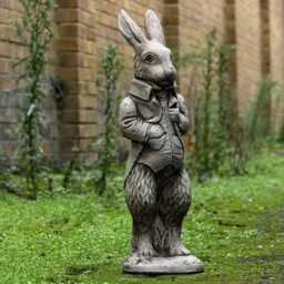 Peter Rabbit Statue Concrete Garden & Home Figurine Dapper in Suit Sculpture Outdoor Animal Ornament Easter Bunny Decor - thumbnail 3