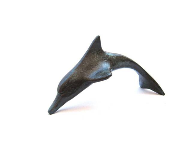 Greek Bronze Animal Dolphin, Metal Sculpture Dolphin - image 1