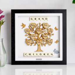 Family Tree Grandchildren With Grandchildren's Names Mothers Day Gift Scrabble Tree Picture Frame Grandkids Present Mum Xmas Gift - thumbnail 2
