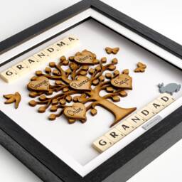 Family Tree Grandchildren With Grandchildren's Names Mothers Day Gift Scrabble Tree Picture Frame Grandkids Present Mum Xmas Gift - thumbnail 3