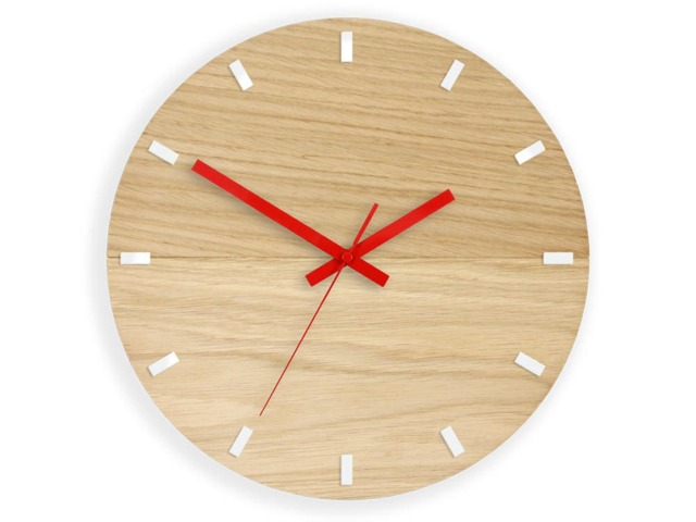Wood Clock Large Wall Red Modern Oak Clocks White Unique - image 1