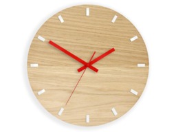 Wood Clock Large Wall Red Modern Oak Clocks White Unique - thumbnail 1