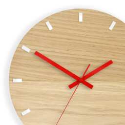 Wood Clock Large Wall Red Modern Oak Clocks White Unique - thumbnail 3