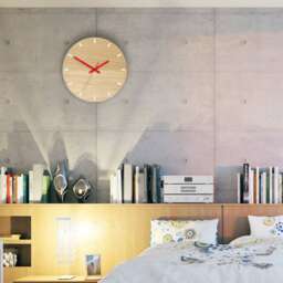 Wood Clock Large Wall Red Modern Oak Clocks White Unique - thumbnail 2
