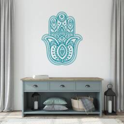 Hand Of Fatima Mandala Wall Decal Boho Vinyl Meditation Decor - thumbnail 2