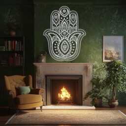 Hand Of Fatima Mandala Wall Decal Boho Vinyl Meditation Decor - thumbnail 1